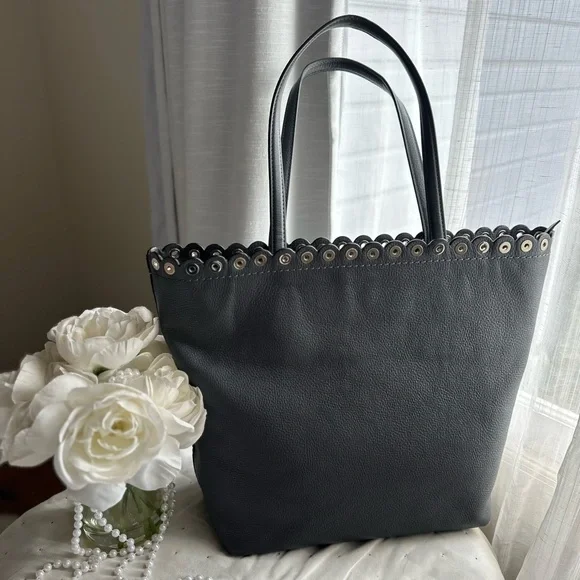 Kate Spade Grey Tote with Eyelet Trim. - Picture 2 of 5